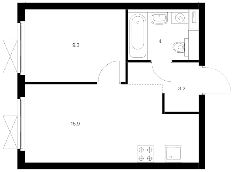 1-комнатная квартира 32.4 м², 2/14 эт., ЖК «Витебский парк»